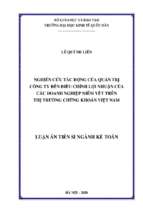 Nghiên cứu tác động của quản trị công ty đến điều chỉnh lợi nhuận của các doanh nghiệp niêm yết trên thị trường chứng khoán việt nam