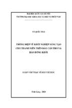 Thông điệp về khởi nghiệp sáng tạo cho thanh niên trên báo cần thơ và báo đồng khởi