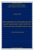 Những biện pháp quản lý hoạt động giáo dục đạo đức cho học sinh của hiệu trưởng các trường trung học phổ thông tỉnh trà vinh 