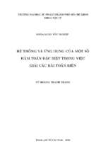 Hệ thống ứng dụng của một số hàm toán đặc biệt trong giải các bài toán biên 