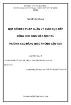 Một số biện pháp quản lý giáo dục nếp sống cho sinh viên nội trú trường cao đẳng giao thông vận tải 3 