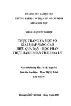 Thực trạng và một số giải pháp nâng cao hiệu quả dạy   học phần thực hành phân tích hóa lý 