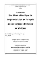 Une étude didactique de l' argumentation en francais cas des classes bilinngues au vietnam mémoire de thac si en didactique du francais langua étrangère