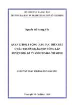 Quản lí hoạt động giáo dục thể chất ở các trường mầm non công lập huyện nhà bè thành phố hồ chí minh 