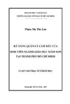 Kỹ năng quản lý cảm xúc của sinh viên ngành giáo dục mầm non tại thành phố hồ chí minh 