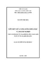 Liên kết giữa cộng đồng khoa học và doanh nghiệp (nghiên cứu trường hợp viện công nghiệp thực phẩm và doanh nghiệp liên kết với viện công nghiệp thực phẩm).