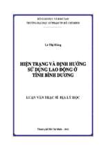 Hiện trạng và định hướng sử dụng lao động ở tỉnh bình dương 