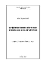 Bảo vệ quyền của người nông dân bị thu hồi đất để xây dựng khu đô thị theo pháp luật việt nam​