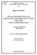 Một số giải pháp nâng cao chất lượng cuộc sống dân cư tỉnh vĩnh long trong thời kì hội nhập 