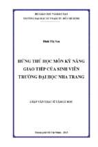 Hứng thú môn học kỹ năng giao tiếp của sinh viên trường đại học nha trang 