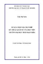 Sự lựa chọn giá trị nghề kỹ thuật quân sự của học viên trường đại học trần đại nghĩa 