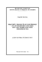 Nhận thức, thái độ về an toàn tình dục của nữ thanh niên công nhân khu công nghiệp sóng thần tỉnh bình dương 