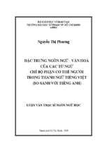 đặc trưng ngôn ngữ   văn hóa của các từ ngữ chỉ bộ phận cơ thể người trong thành ngữ tiếng việt (so sánh với tiếng anh) 