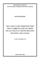 Thực trạng và một số biện pháp nhằm nâng cao hiệu quả công tác thanh tra giáo viên ở các trường trung học phổ thông tỉnh an giang 