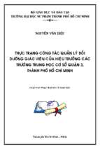 Thực trạng công tác quản lý bồi dưỡng giáo viên của hiệu trưởng các trường trung học cơ sở quận 3, thành phố hồ chí minh 