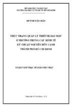 Thực trạng quản lý thiết bị dạy học ở trường trung cấp kinh tế kỹ thuật nguyễn hữu cảnh thành phố hồ chí minh 