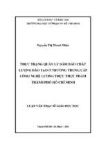 Thực trạng quản lý đảm bảo chất lượng đào tạo ở trường trung cấp công nghệ lương thực thực phẩm thành phố hồ chí minh 