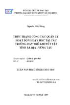 Thực trạng công tác quản lý hoạt động dạy học tại các trường dạy trẻ khuyết tật tỉnh bà rịa   vũng tàu 