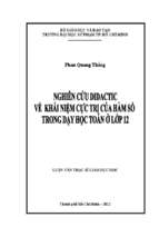 Nghiên cứu didactic về khái niệm cực trị của hàm số trong dạy học toán ở lớp 12 