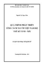 Quá trình phát triển tính cách người việt nam bộ thế kỷ xvii   xix 