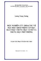 Một nghiên cứu didactic về dạy học khái niệm căn bậc hai ở bậc trung học cơ sở và trung học phổ thông 