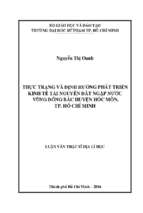 Thực trạng và định hướng phát triển kinh tế tài nguyên đất ngập nước vùng đông bắc huyện hóc môn, tp. hồ chí minh 