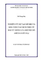 Nghiên cứu sự tạo mô sẹo và khả năng tạo dịch treo tế bào từ giống lúa một bụi đỏ (oryza satival.) 