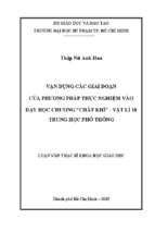 Vận dụng các giai đoạn của phương pháp thực nghiệm vào dạy học chương chất khí   vật lí 10 trung học phổ thông