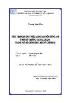 Thực trạng quản lý việc giảng dạy môn tiếng anh ở một số trường thcs quận 6 tp. hồ chí minh và một số giải pháp 