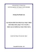 Vận dụng phương pháp dạy học theo góc phần hóa học vô cơ lớp 11 theo quan điểm dạy học phân hóa 