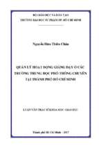 Quản lý hoạt động giảng dạy ở các trường trung học phổ thông chuyên tại thành phố hồ chí minh 