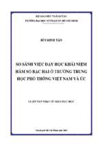 So sánh việc dạy học khái niệm hàm số bậc hai ở trường trung học phổ thông việt nam và úc 