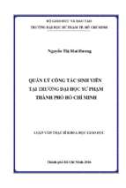 Quản lý công tác sinh viên tại trường đại học sư phạm thành phố hồ chí minh 