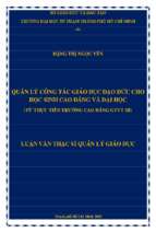 Quản lý công tác giáo dục đạo đức cho sinh viên cao đẳng và đại học (từ thực tiễn trường cao đẳng văn hóa gtvt iii) 