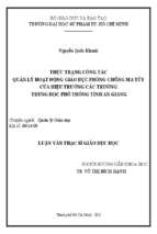 Thực trạng công tác quản lý hoạt động giáo dục phòng chống ma túy của hiệu trưởng các trường trung học phổ thông tỉnh an giang 