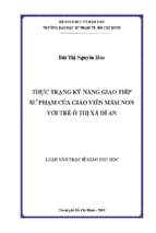 Thực trạng kỹ năng giao tiếp sư phạm của giáo viên mầm non với trẻ ở thị xã dĩ an 