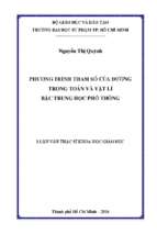 Phương trình tham số của đường trong toán và vật lí bậc trung học phổ thông 