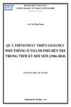 Quá trình phát triển giáo dục phổ thông ở thành phố bến tre trong thời kỳ đổi mới (1986   2010) 