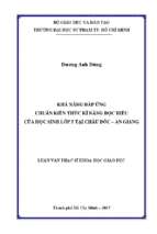 Khả năng đáp ứng chuẩn kiến thức kĩ năng đọc hiểu của học sinh lớp 5 tại châu đốc   an giang  