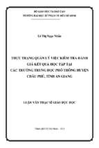 Thực trạng quản lý việc kiểm tra   đánh giá kết quả học tập tại các trường trung học phổ thông huyện châu phú, tỉnh an giang 