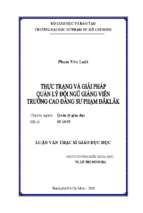 Thực trạng và giải pháp quản lý đội ngũ giảng viên trường cao đẳng sư phạm đăklăk 