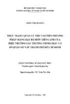 Thực trạng quản lý việc cải tiến phương pháp giảng dạy bộ môn tiếng anh của hiệu trưởng các trường trung học cơ sở quận gò vấp thành phố hồ chí minh 