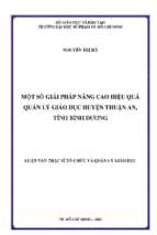 Một số giải pháp nâng cao hiệu quả quản lý giáo dục huyện thuận an, tỉnh bình dương 