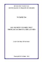 Giá trị nhân văn hiện thực trong di cảo thơ của chế lan viên 