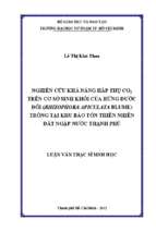 Nghiên cứu khả năng hấp thụ co2 trên cơ sở sinh khối của rừng đước đôi (rhizophora apiculata blume) trồng tại khu bảo tồn thiên nhiên đất ngập nước thạnh phú 