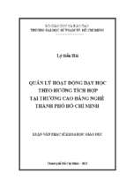 Quản lý hoạt động dạy học theo hướng tích hợp tại trường cao đẳng nghề thành phố hồ chí minh 