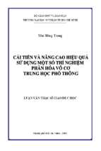 Cải tiến và nâng cao hiệu quả sử dụng một số thí nghiệm phần hóa vô cơ trung học phổ thông 