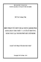 Biện pháp tổ chức hoạt động khám phá khoa học cho trẻ 5   6 tuổi ở trường mầm non tại thành phố hồ chí minh 