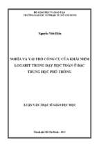 Nghĩa và vai trò công cụ của khái niệm logarit trong dạy học toán ở bậc trung học phổ thông 