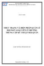 Thực trạng và biện pháp quản lý đội ngũ giáo viên ở trường trung cấp kỹ thuật hải quân 